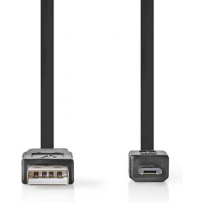 Nedis Platte USB 2.0-Kabel | A Male - Micro-B Male | 1,0 m | Zwart [CCGP60410BK10]