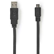 Nedis Platte USB 2.0-Kabel | A Male - Micro-B Male | 1,0 m | Zwart [CCGP60410BK10]