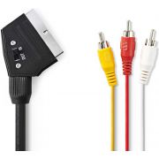 Nedis Schakelbare SCART-Kabel | SCART Male - 3x RCA Male | 2,0 m | Zwart