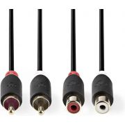 Nedis-Stereo-audiokabel-2x-RCA-male-2x-RCA-female-2-0-m-Antraciet-CABW24205AT20-