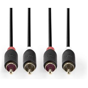 Nedis Stereo audiokabel | 2x RCA male - 2x RCA male | 1,0 m | Antraciet [CABW24200AT10]