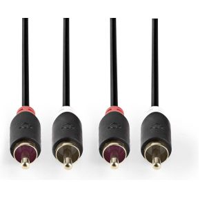Stereo audiokabel | 2x RCA male - 2x RCA male | 3,0 m | Antraciet [CABP24200AT30]