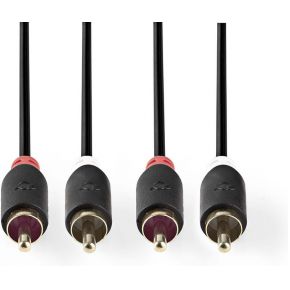Nedis Stereo audiokabel | 2x RCA male - 2x RCA male | 3,0 m | Antraciet [CABW24200AT30]