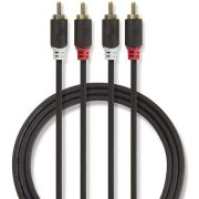 Nedis Stereo audiokabel | 2x RCA male - 2x RCA male | 3,0 m | Antraciet [CABW24200AT30]