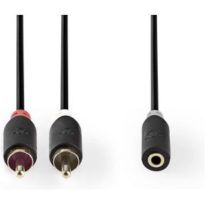 Nedis Stereo audiokabel | 2x RCA male - 3,5 mm female | 0,2 m | Antraciet [CABW22255AT02]