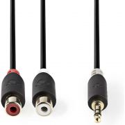 Nedis Stereo audiokabel | 3,5 mm male - 2x RCA female | 0,2 m | Antraciet [CABW22250AT02]