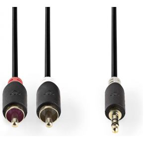 Nedis Stereo audiokabel | 3,5 mm male - 2x RCA male | 1,0 m | Antraciet [CABW22200AT10]