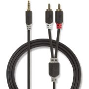 Nedis Stereo audiokabel | 3,5 mm male - 2x RCA male | 1,0 m | Antraciet [CABW22200AT10]