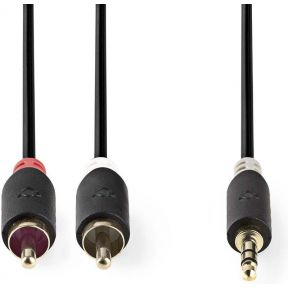 Nedis Stereo audiokabel | 3,5 mm male - 2x RCA male | 2,0 m | Antraciet [CABW22200AT20]