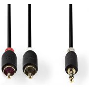 Nedis Stereo audiokabel | 3,5 mm male - 2x RCA male | 3,0 m | Antraciet [CABW22200AT30]