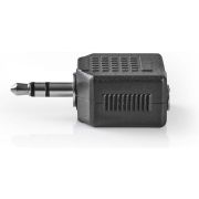 Nedis-Stereo-Audioadapter-3-5-mm-Male-2x-3-5-mm-Female-Zwart