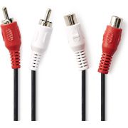 Nedis Stereo-Audiokabel | 2x RCA Male - 2x RCA Female | 5,0 m | Zwart [CAGB24205BK50]