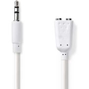 Nedis Stereo-Audiokabel | 3,5 mm Male - 2x 3,5 mm Male | 0,2 m | Wit