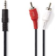 Nedis Stereo-Audiokabel | 3,5 mm Male - 2x RCA Male | 1,5 m | Zwart