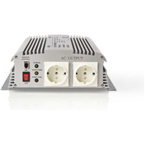 Nedis Inverter Gemodificeerde Sinusgolf - Ingangsvoltage: 24 V DC - Apparaat stroomoutput: Type F (CEE 7/3) - 230 V AC 50 Hz - 1700 W - Piekvermogen: 3000 W - Screw Terminal - Zilver