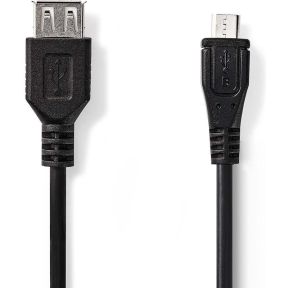 USB 2.0-Kabel | Micro-B Male - A Female | 0,2 m | Zwart