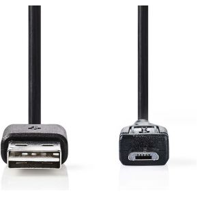 Nedis USB 2.0-Kabel | Micro-B Male - A Female | 0,2 m | Zwart