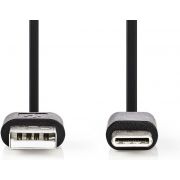 Nedis USB 2.0-Kabel | Type-C Male - A Male | 0,1 m | Zwart [CCGB60600BK01]
