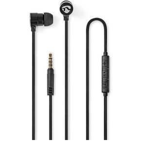 Nedis Wired Headphones | 1.2m Flat Cable | In-Ear | Built-in Microphone | Aluminium | Black