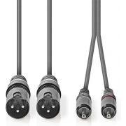Nedis-XLR-Audiokabel-2x-XLR-3-pins-male-2x-RCA-male-1-5-m-Grijs