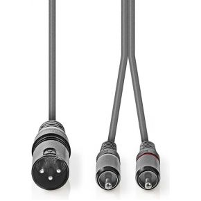 Nedis XLR-Audiokabel | XLR 3-pins male - 2x RCA male | 3,0 m | Grijs