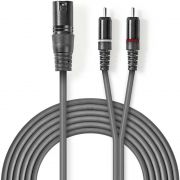 Nedis-XLR-Audiokabel-XLR-3-pins-male-2x-RCA-male-3-0-m-Grijs