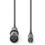 Nedis XLR-Audiokabel | XLR 3-pins male - RCA male | 1,5 m | Grijs
