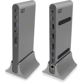 ACT USB-C Docking station 3 monitoren HDMI, DisplayPort, met ethernet, USB hub, cardreader en audio