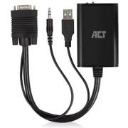 ACT 0,25 meter, VGA male - HDMI-A female adapter met 3,5mm jack male