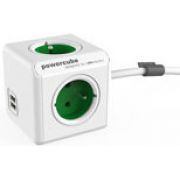 Allocacoc-PowerCube-Extended-stekkerdoos-met-USB-poorten-3-sockets-type-E-1-5m-wit-groen-power-u