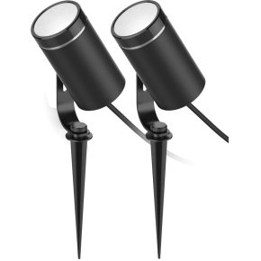 Deltaco Smart Home Slimme Tuinverlichting - 2 stuks RGB Spots met Power Adapter - Spikes of Schroeven - Zwart