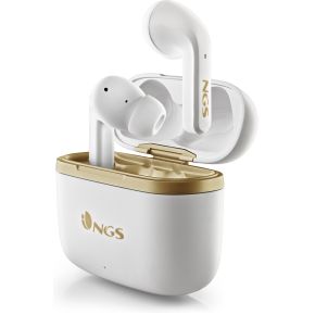 NGS ARTICA TROPHY Hoofdtelefoons Draadloos In-ear Oproepen/muziek USB Type-C Bluetooth Goud, Wit