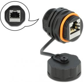 Delock 86695 Kabelconnector RJ45 jack naar RJ45 jack Cat.6A met beschermkap waterdicht