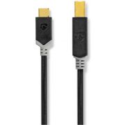 Nedis-USB-Kabel-USB-2-0-USB-C-copy-Male-USB-B-Male-480-Mbps-Verguld-2-00-m-Rond-PVC-Antrac