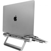 ACT-Laptopstandaard-aluminium-traploos-in-hoogte-verstelbaar-afneembaar-USB-C-dockingstation