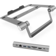 ACT-Laptopstandaard-aluminium-traploos-in-hoogte-verstelbaar-afneembaar-USB-C-dockingstation
