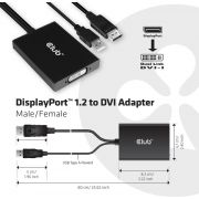 CLUB3D-cac-1010-Displayport-usb-DVI-I-Daul-link-Zwart-Wit