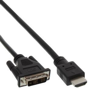InLine 0.5m HDMI A - DVI 18+1 0,5 m Zwart