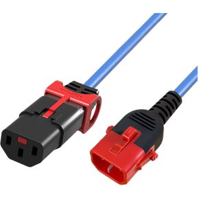 ACT Netsnoer C13 IEC Lock+ - C14 IEC Lock Dual Locking blauw 0,5 m, PC3618