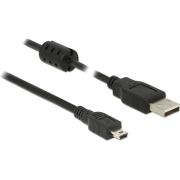 DeLOCK 1.5m, USB 2.0-A/USB 2.0 Mini-B 1.5m USB A Mini-USB B Zwart