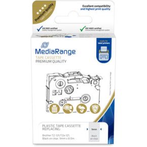 MediaRange - Brother compatible labels TZ-121/ TZe-121- 9mm x 8m - Zwart op transparant