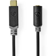 Nedis USB-C© Adapter | USB 2.0 | USB-C© Male | 3,5 mm Female | 1.00 m | Rond | Verguld | PVC | Zwart |