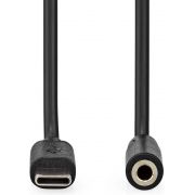 Nedis USB-C© Adapter | USB 2.0 | USB-C© Male | 3,5 mm Female | 1.00 m | Rond | Vernikkeld | PVC | Zwar