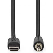 Nedis USB-C© Adapter | USB 2.0 | USB-C© Male | 3,5 mm Male | 1.00 m | Rond | Vernikkeld | PVC | Zwart