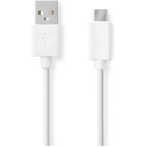 Nedis USB-Kabel | USB 2.0 | USB-A Male | USB-C© Male | 480 Mbps | Vernikkeld | 1.00 m | Rond | PVC | Wit