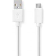 Nedis USB-Kabel | USB 2.0 | USB-A Male | USB-C© Male | 480 Mbps | Vernikkeld | 1.00 m | Rond | PVC | Wit