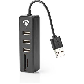 Nedis USB-Hub | USB-A Male | USB-A Female | 3 poort(en) | USB Gevoed | SD & MicroSD / 3x USB