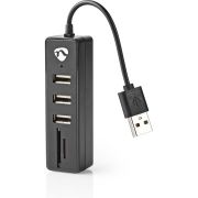 Nedis USB-Hub | USB-A Male | USB-A Female | 3 poort(en) | USB Gevoed | SD & MicroSD / 3x USB