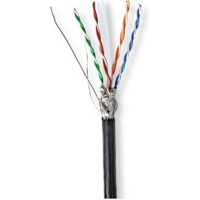 Nedis Netwerk Kabel Rol | CAT6 | Solid | S/FTP | CCA | 305.0 m | Buitenshuis | Rond | PE | Zwart | Gift Bo