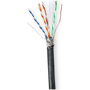 Nedis Netwerk Kabel Rol | CAT6 | Solid | S/FTP | Koper | 305.0 m | Buitenshuis | Rond | PE | Zwart | Gift